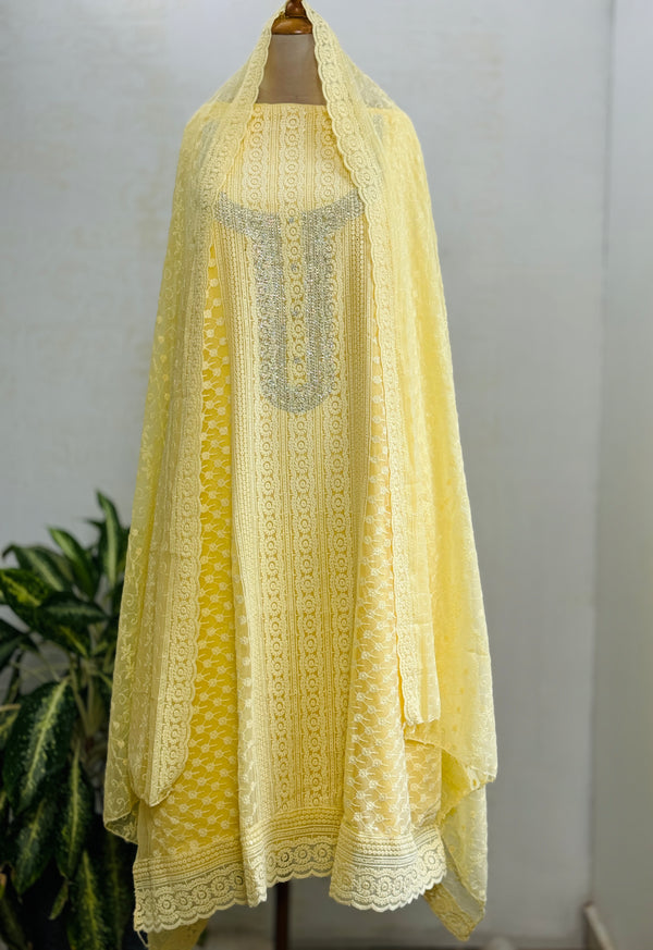 Georgette Unstitched Chikankari Suit – Classic Elegance, Your Style