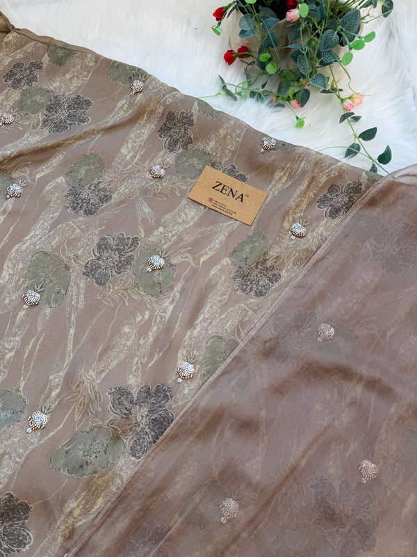 ✨ Pure Crepe Handwork Unstitched Suit ✨