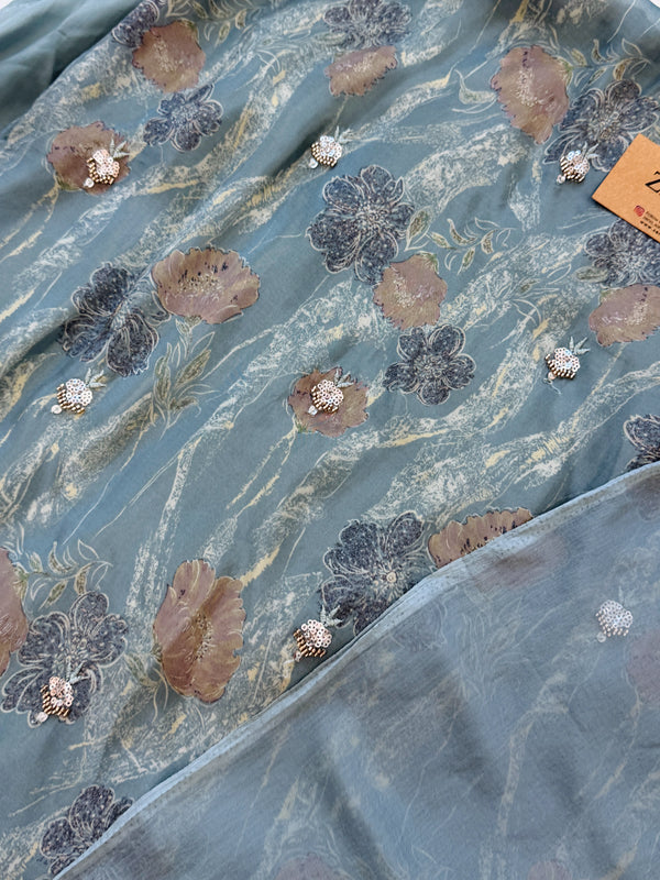 ✨ Pure Crepe Handwork Unstitched Suit ✨