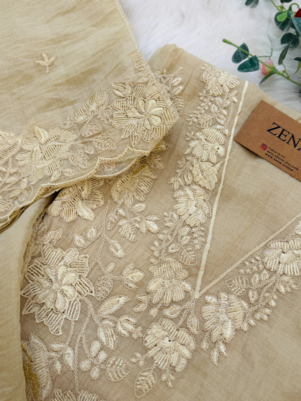 ✨ Mul Chanderi Embroidered Unstitched Suit ✨