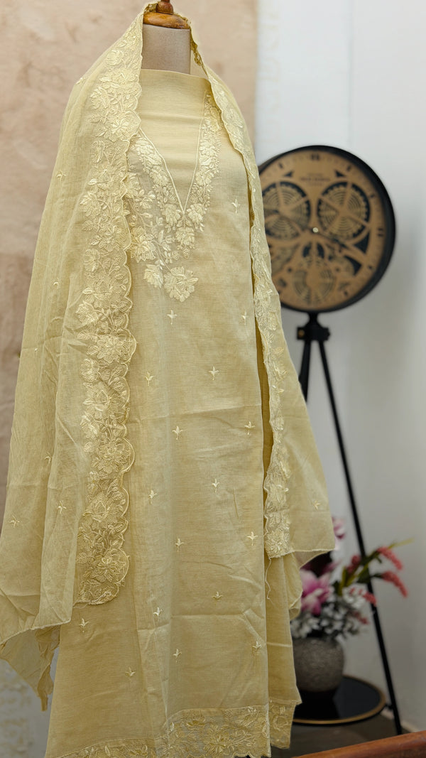 ✨ Mul Chanderi Embroidered Unstitched Suit ✨