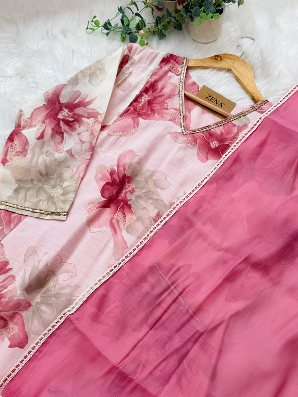 ✨ Glass Chanderi A-Line Kurti Set ✨