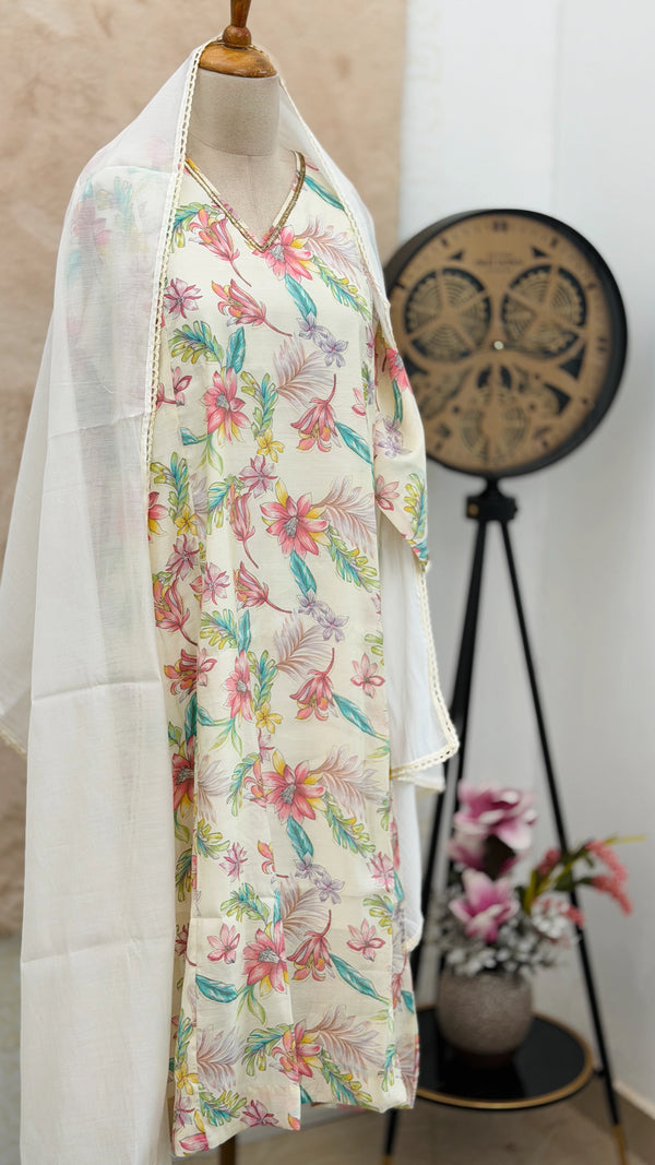 ✨ Glass Chanderi A-Line Kurti Set ✨