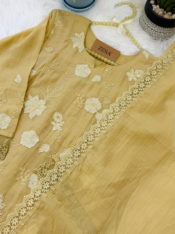 ✨ Mul Chanderi Embroidered Kurti Set ✨