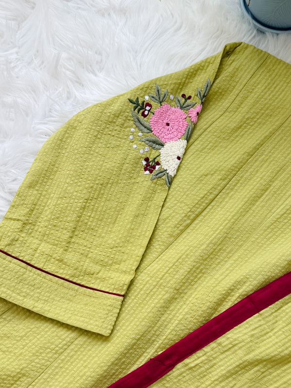 ✨ Pure Cotton Embroidered A-Line Kurti Set ✨