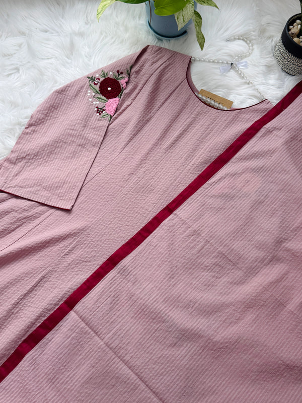 ✨ Pure Cotton Embroidered A-Line Kurti Set ✨