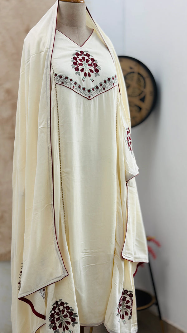 ✨ Imported Crushed Ready-to-Wear Embroidered Anarkali Set ✨