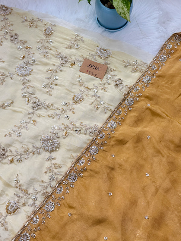 ✨ Pure Tissue Silk Handwork Unstitched Suit ✨