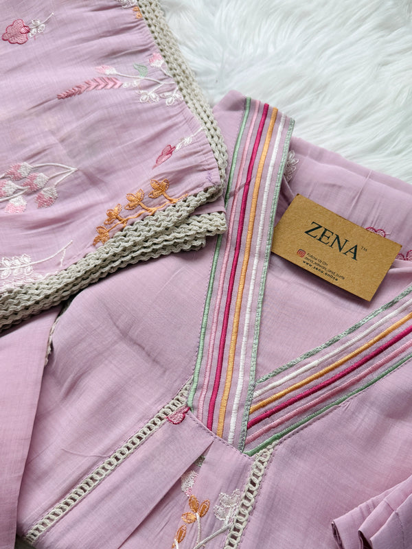 ✨ Mul Chanderi Embroidered Anarkali Kurti Set ✨