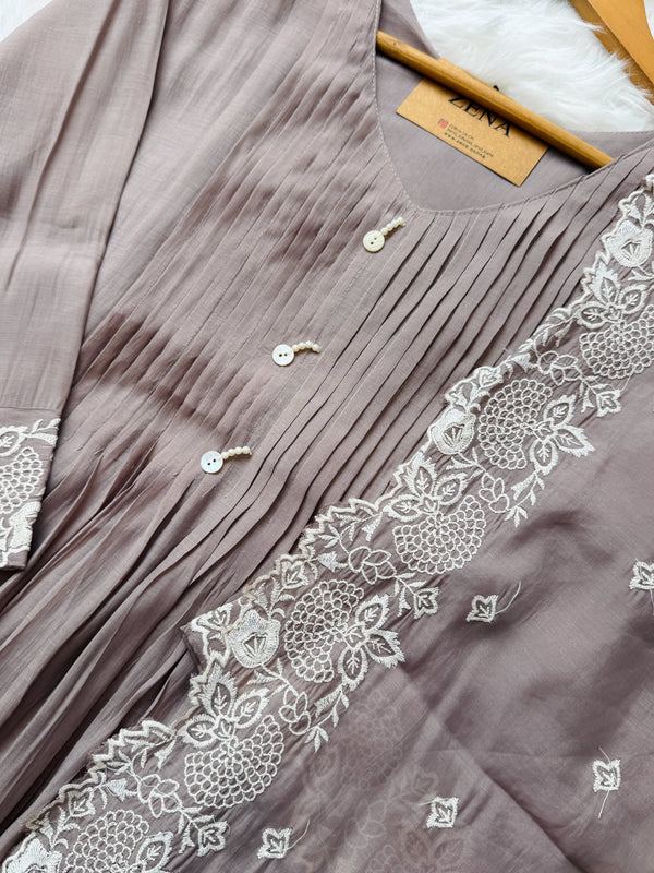 ✨ Glass Chanderi Embroidered Anarkali Set ✨