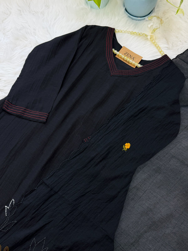 ✨ Pure Mul Chanderi Embroidery Work Kurti Set ✨