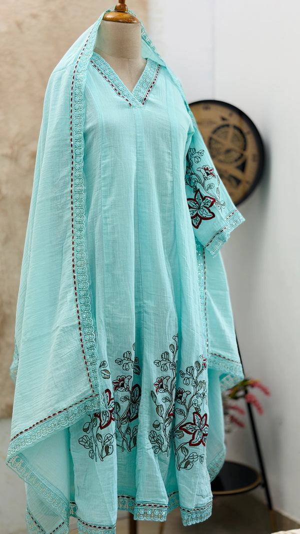 ✨ Mul Cotton Embroidered Kurti Set ✨