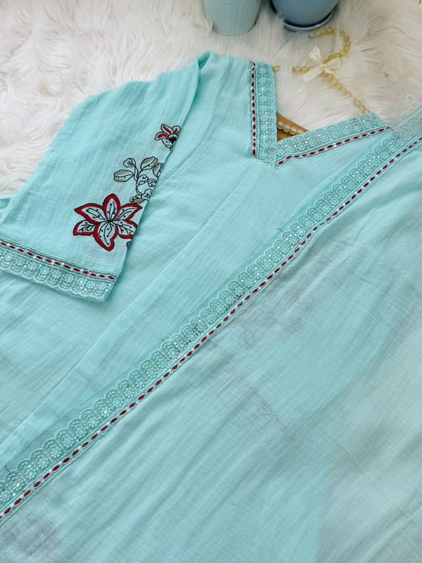 ✨ Mul Cotton Embroidered Kurti Set ✨