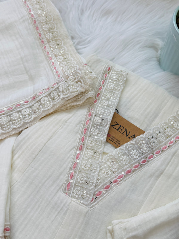 ✨ Mul Cotton Embroidered Kurti Set ✨