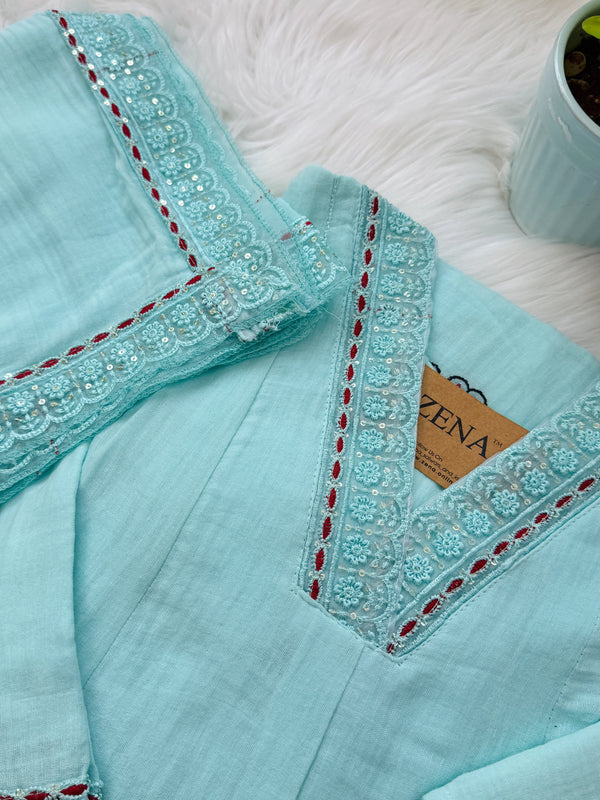 ✨ Mul Cotton Embroidered Kurti Set ✨