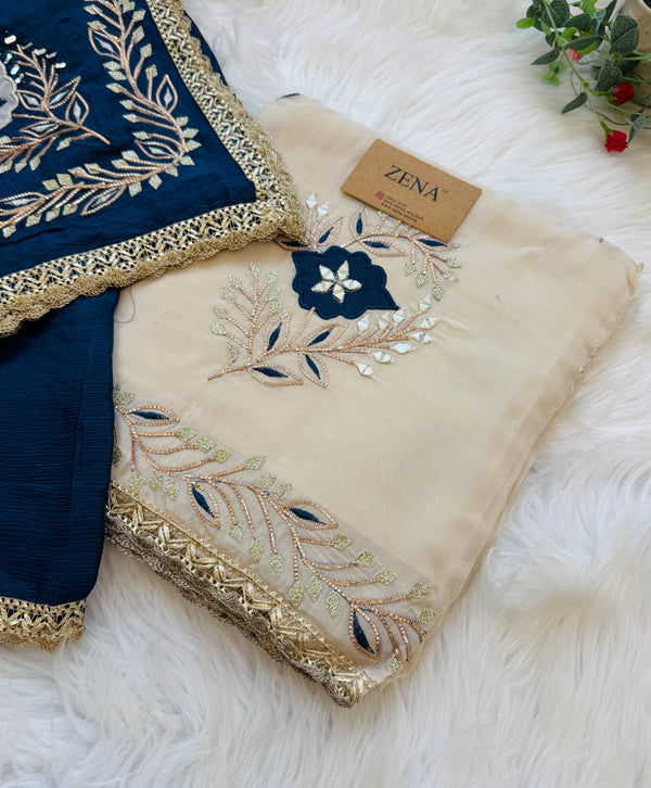 π Premium Crepe Hand-Detailed Unstitched Partywear Suit π