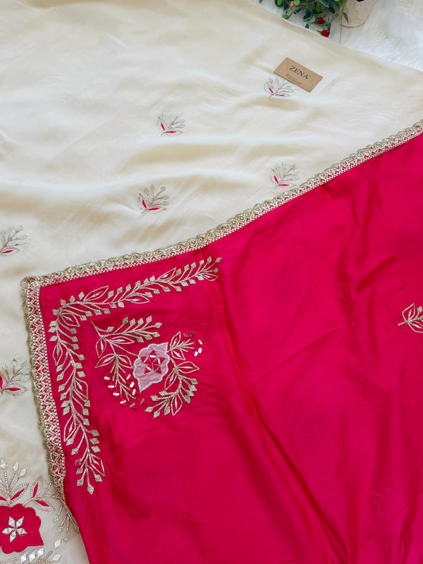 ๐ Premium Crepe Hand-Detailed Unstitched Partywear Suit ๐