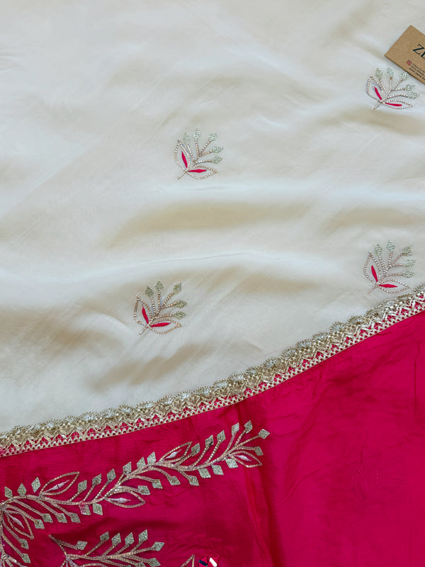 ๐ Premium Crepe Hand-Detailed Unstitched Partywear Suit ๐