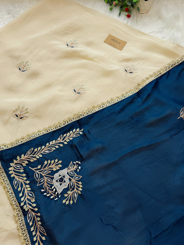 π Premium Crepe Hand-Detailed Unstitched Partywear Suit π