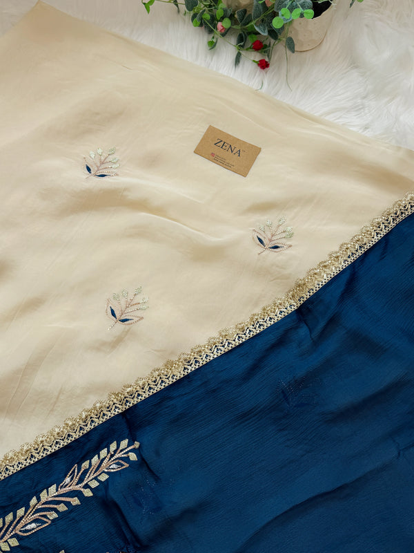 π Premium Crepe Hand-Detailed Unstitched Partywear Suit π