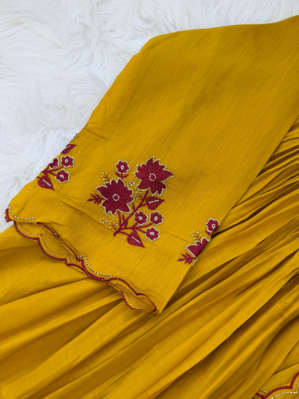 ✨ Glass Chanderi Handwork Anarkali Set for Women ✨