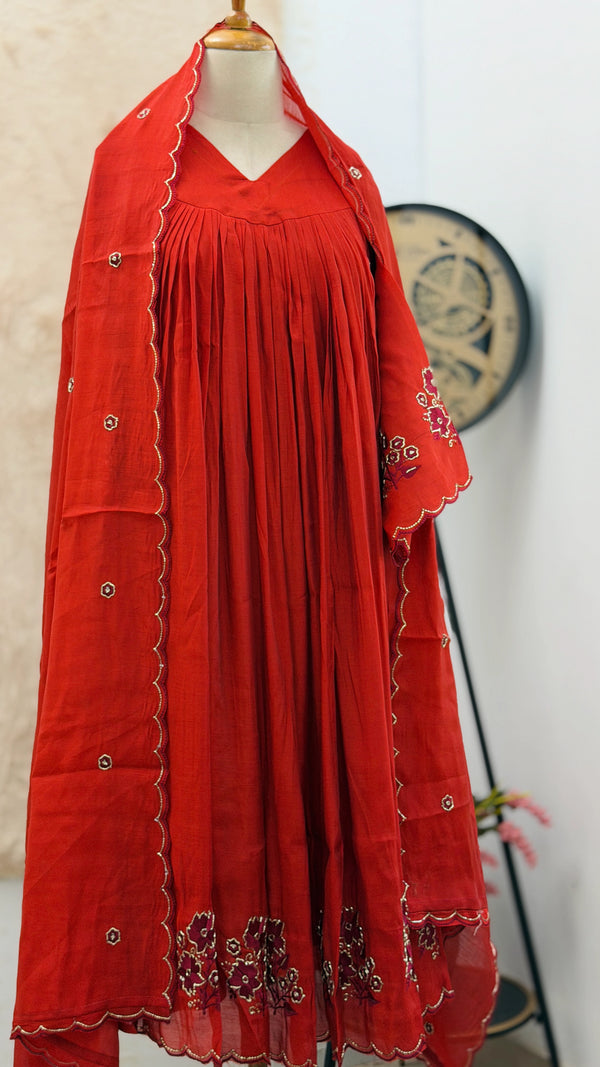✨ Glass Chanderi Handwork Anarkali Set for Women ✨