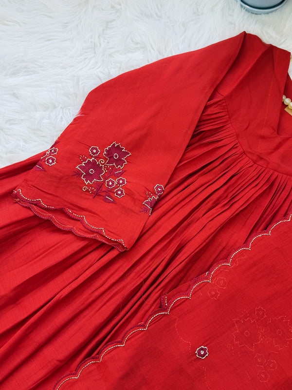 ✨ Glass Chanderi Handwork Anarkali Set for Women ✨