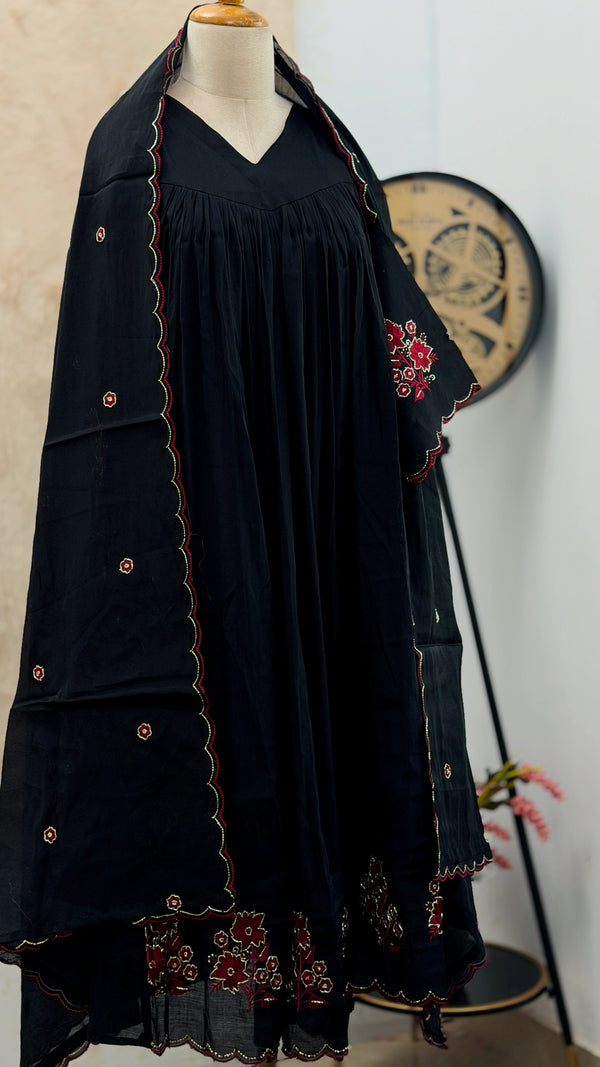 ✨ Glass Chanderi Handwork Anarkali Set for Women ✨