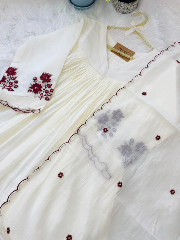 ✨ Glass Chanderi Handwork Anarkali Set for Women ✨
