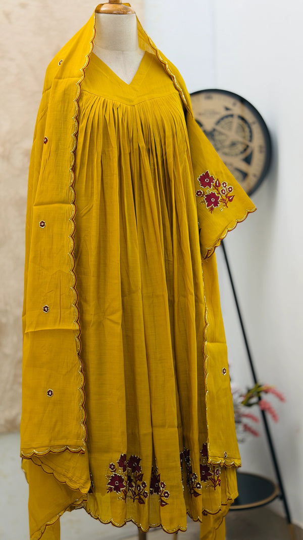 ✨ Glass Chanderi Handwork Anarkali Set for Women ✨