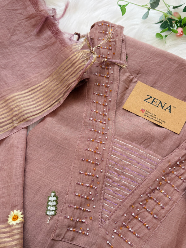 ✨ Pure Mul Chanderi Hand Detailed Kurti Set ✨