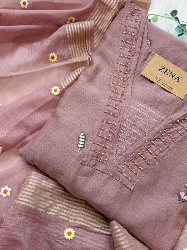 ✨ Pure Mul Chanderi Hand Detailed Kurti Set ✨