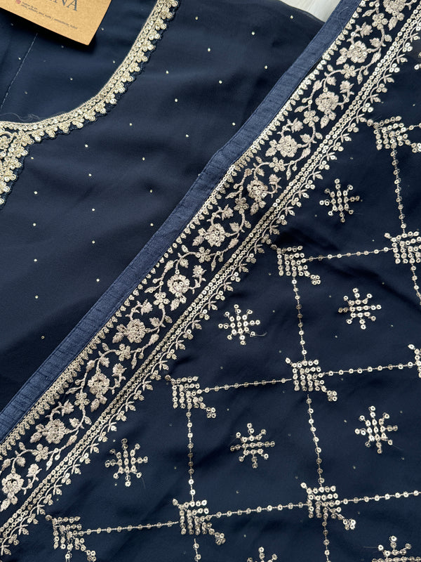 Pure Chiffon Unstitched Embroidered Material
