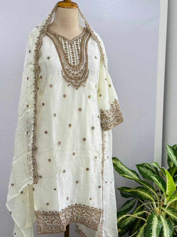 Fandy Silk Partywear Embroidered Palazzo Set