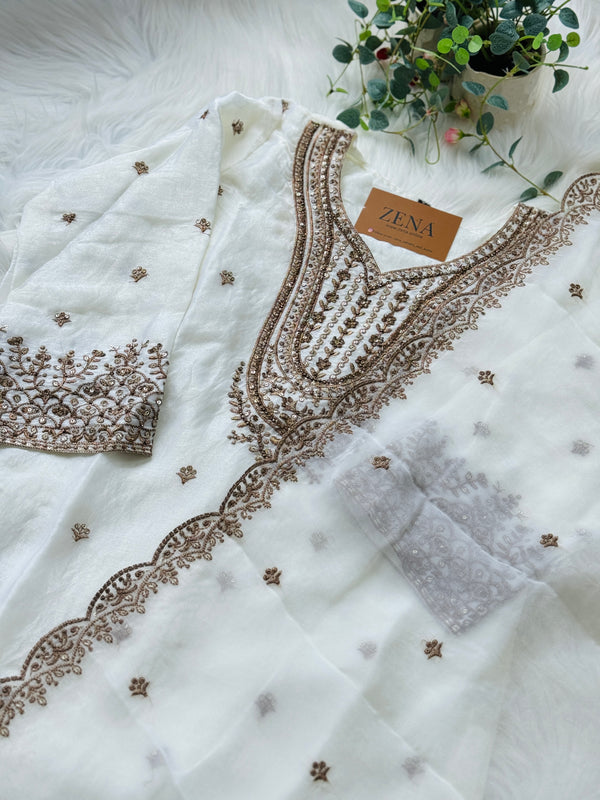 Fandy Silk Partywear Embroidered Palazzo Set