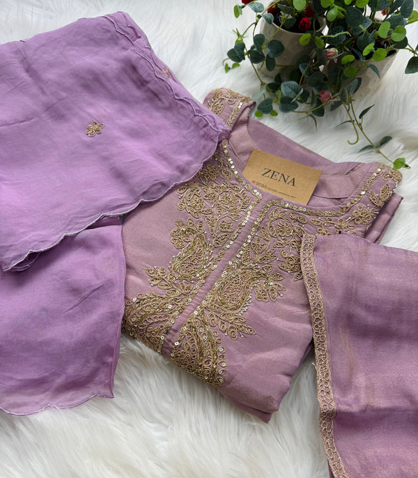 Premium Tissue Silk Handwork Kurti Set