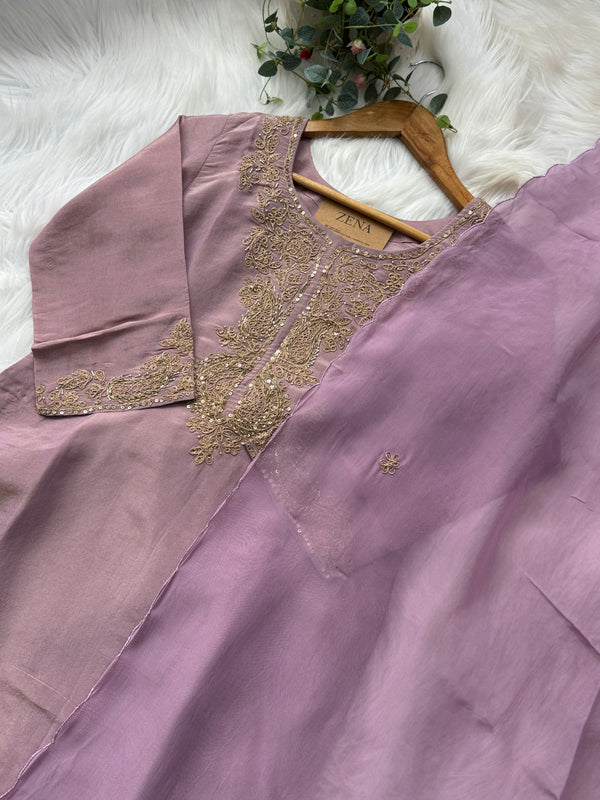 Premium Tissue Silk Handwork Kurti Set