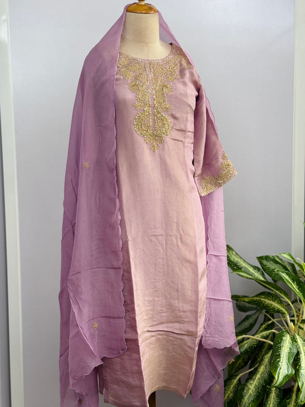 Premium Tissue Silk Handwork Kurti Set