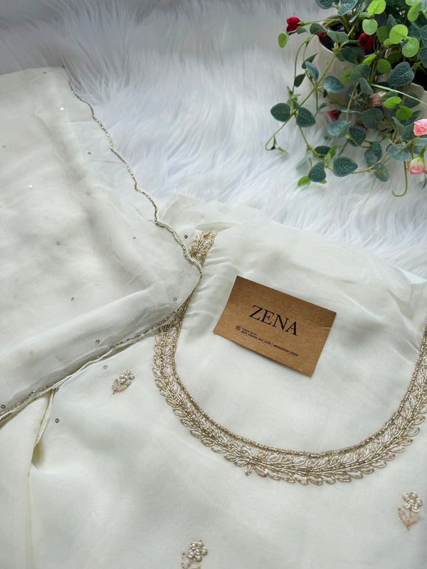 Pure Chiffon Hand-Embroidered Unstitched Fabric