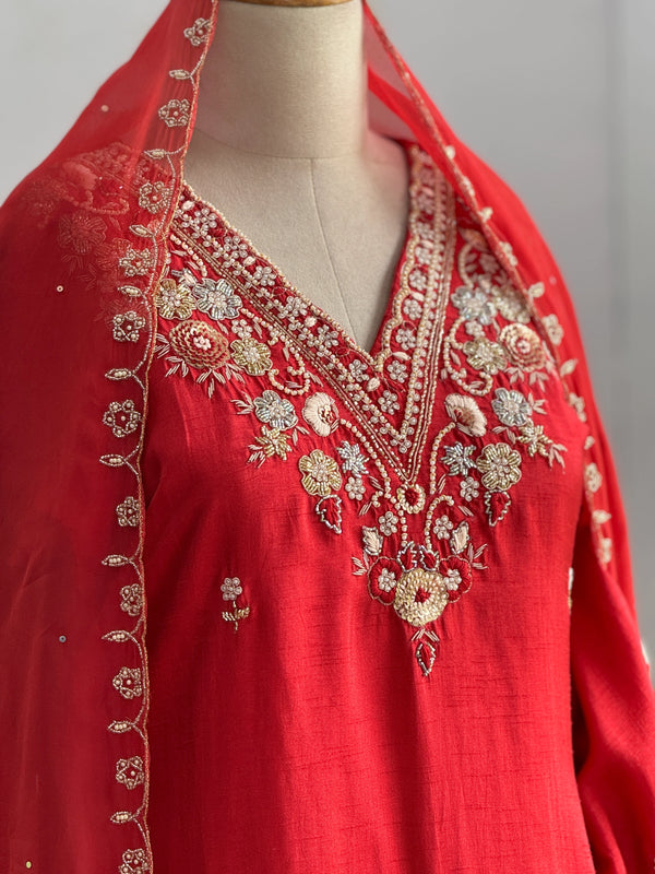 Pure Dola Silk Handwork Suit Elegant Craftsmanship, Effortless Festive Style