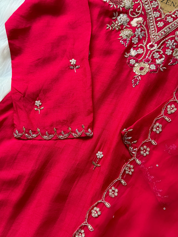 Pure Dola Silk Handwork Suit Elegant Craftsmanship, Effortless Festive Style