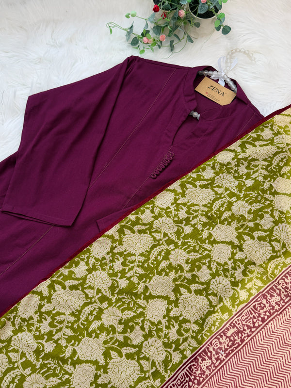 ✨ Pure Cotton A-Line Kurti Set ✨