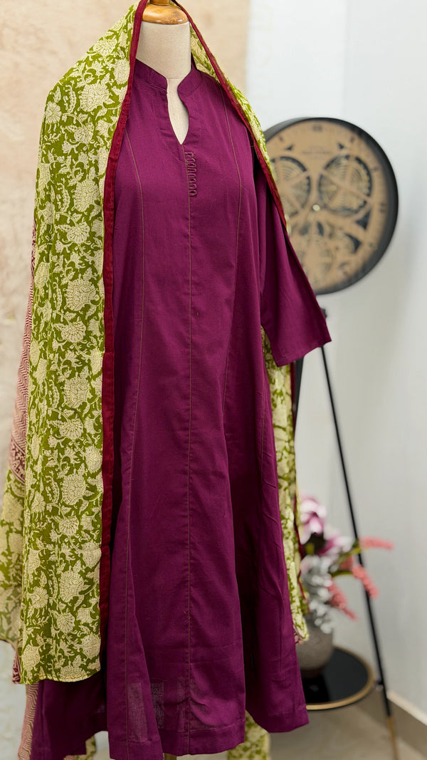 ✨ Pure Cotton A-Line Kurti Set ✨