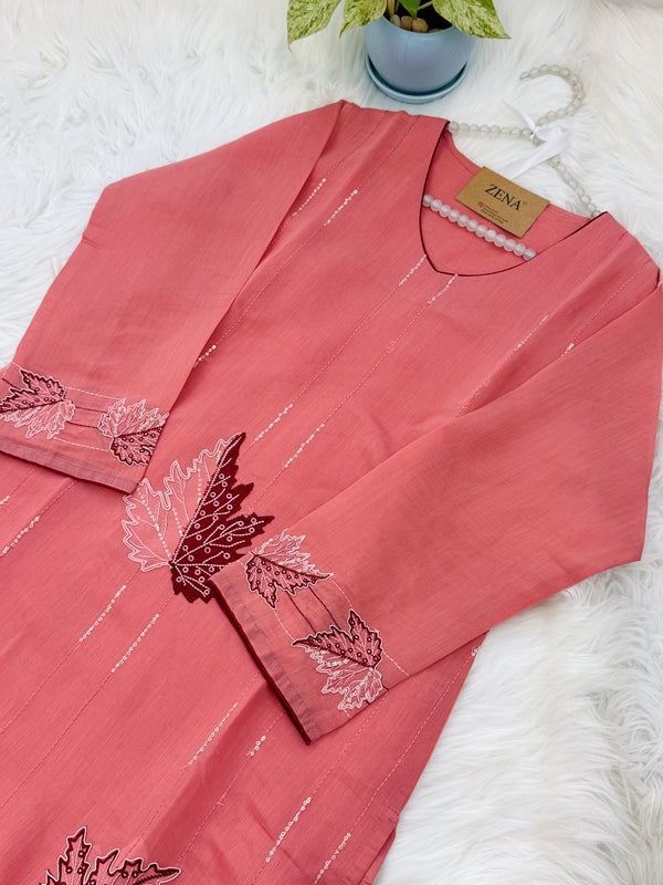 ✨ Premium Mul Chanderi Appliqué Work Kurti Set