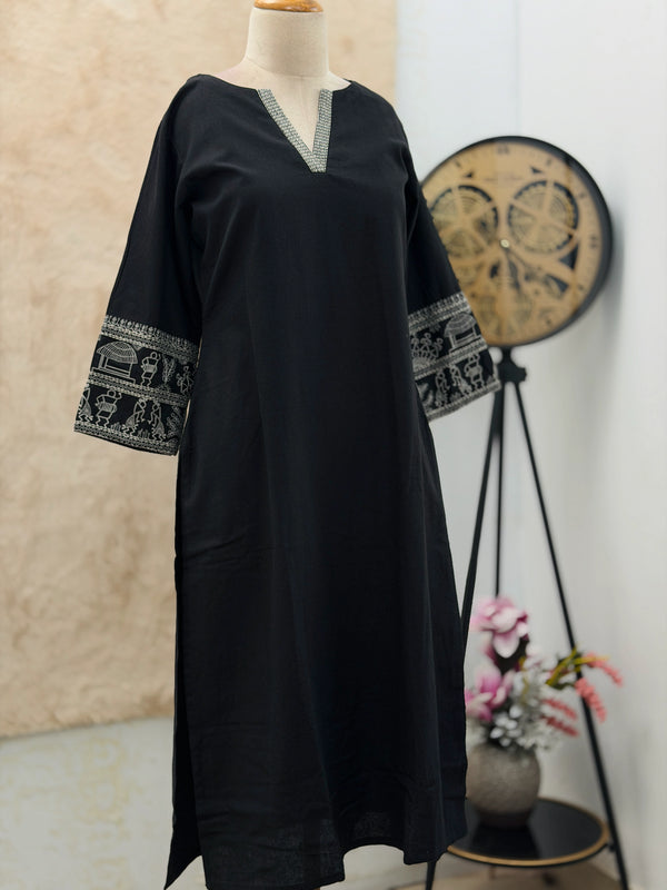 Pure Cotton Thread Work Anarkali Set
