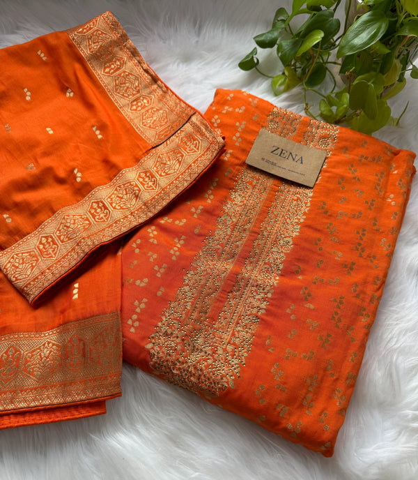 Unstitched Cotton Jacquard Partywear Suit – Comfort Meets Festive Elegance