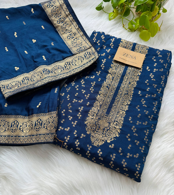 Unstitched Cotton Jacquard Partywear Suit – Comfort Meets Festive Elegance