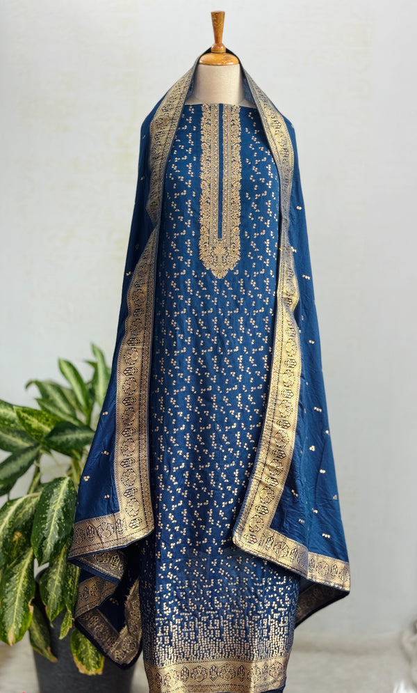 Unstitched Cotton Jacquard Partywear Suit – Comfort Meets Festive Elegance