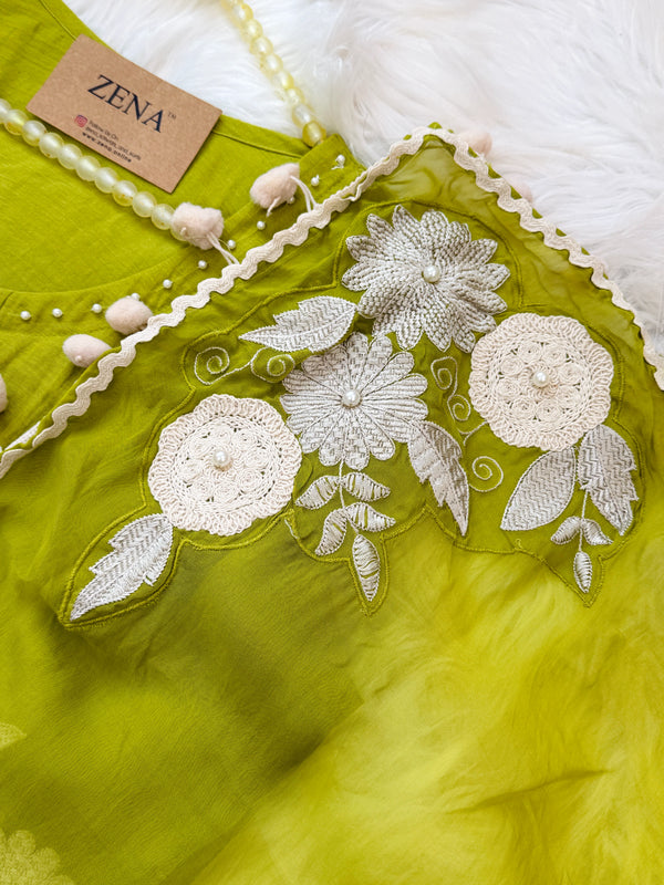 ✨ Premium Mul Chanderi Hand-Detailed Anarkali Set ✨