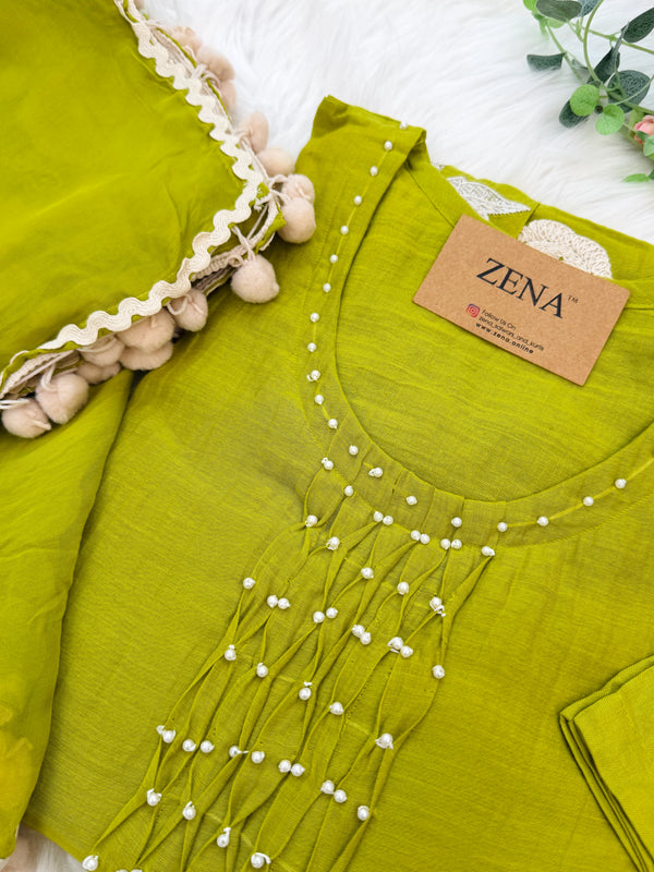 ✨ Premium Mul Chanderi Hand-Detailed Anarkali Set ✨